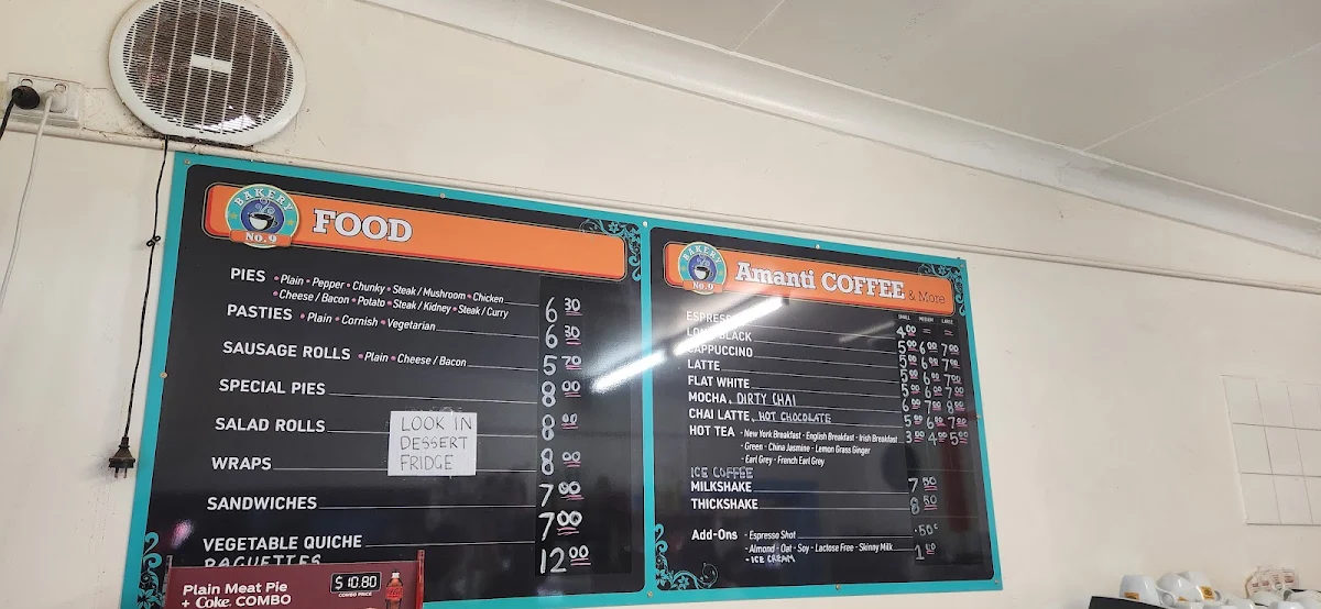 Menu, Elliston Bakery