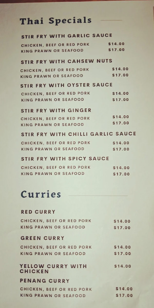 Menu, Little Angkor