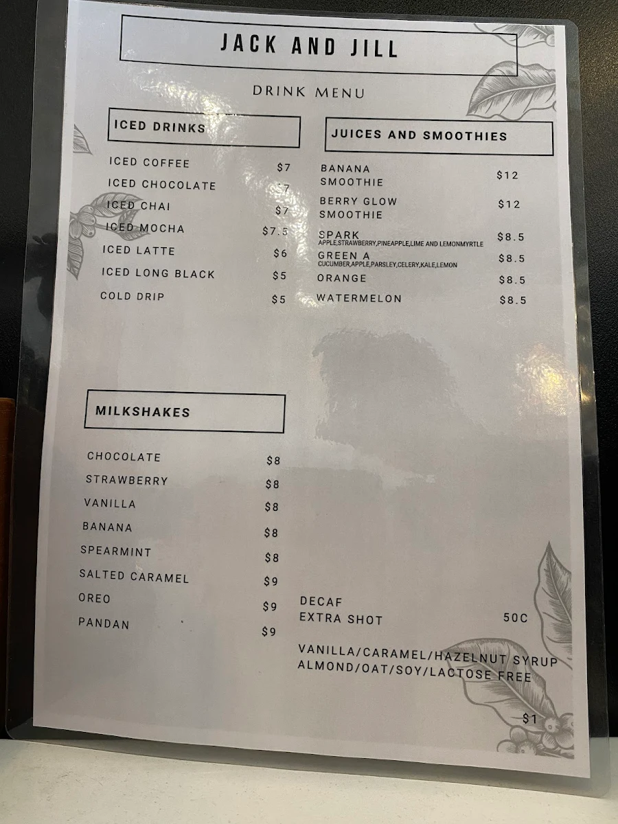 Menu, Jack & Jill Kitchen