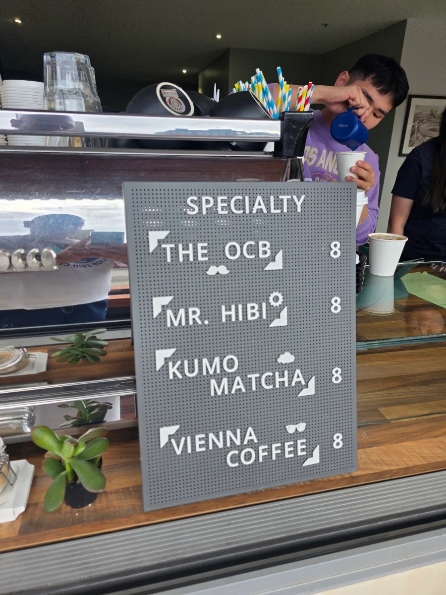 Menu, Mr Beans Coffee
