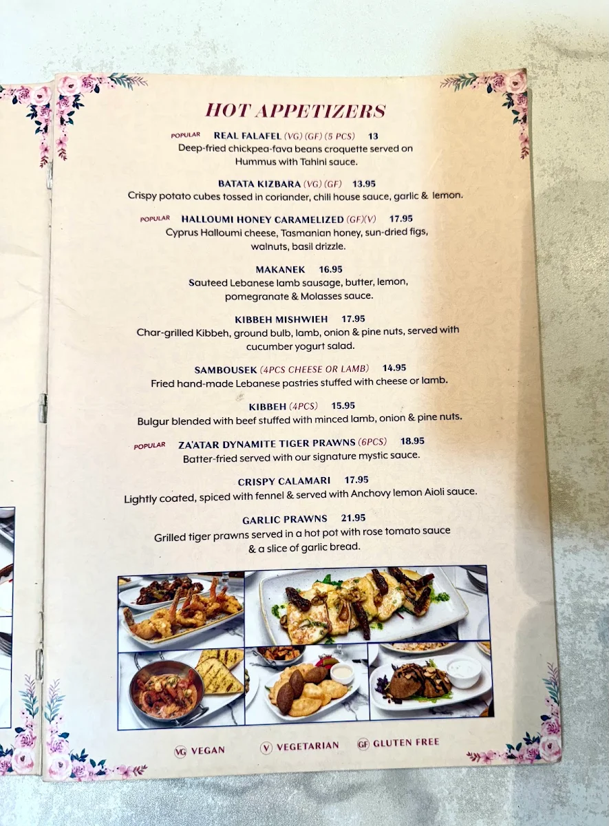 Menu, Missony bar & Restaurant Newtown