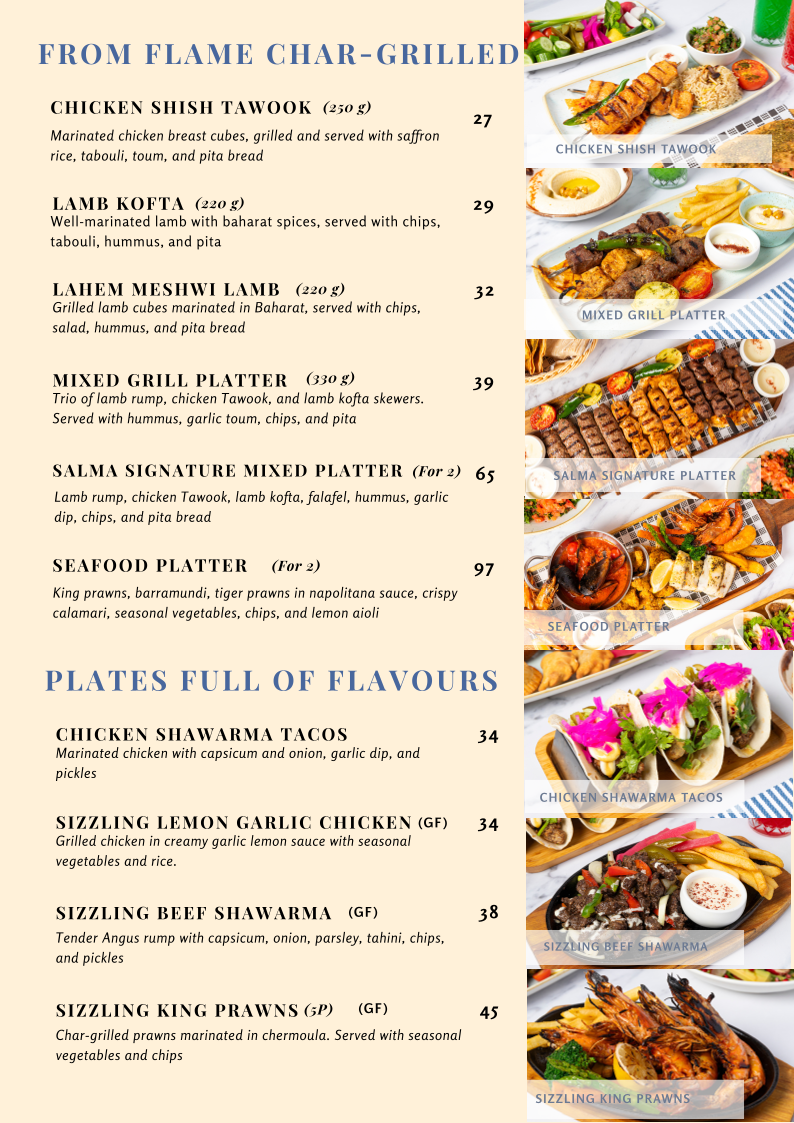 Menu, Missony bar & Restaurant Newtown