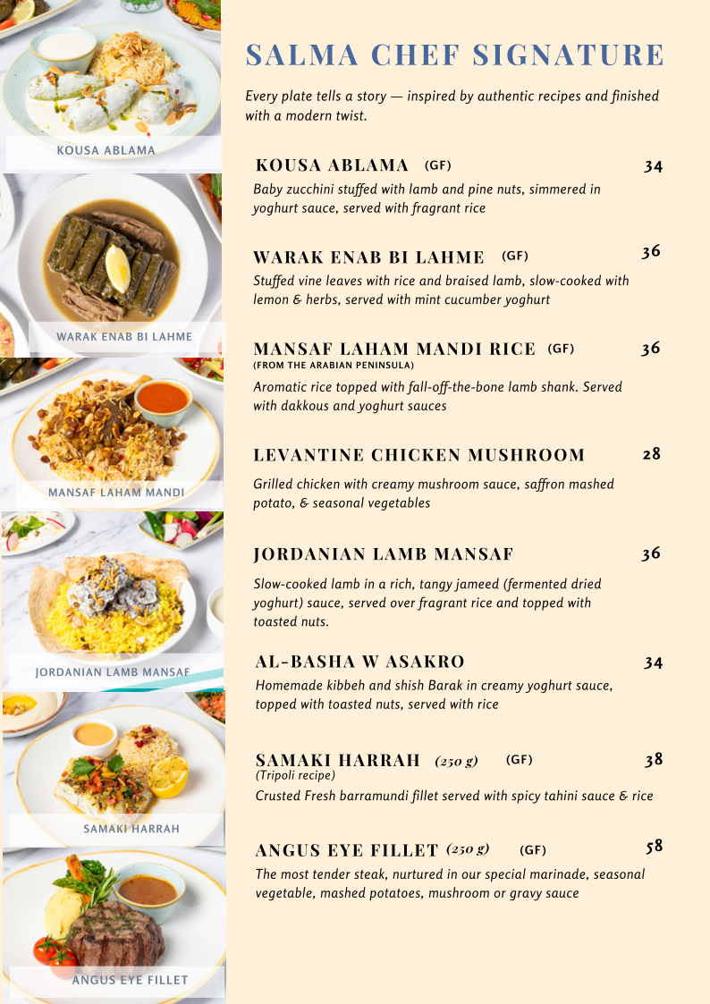 Menu, Missony bar & Restaurant Newtown
