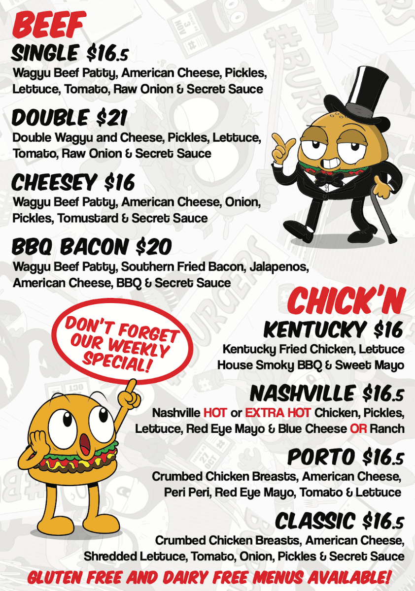 Menu, High N' Dry