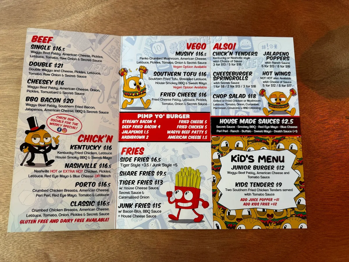 Menu, High N' Dry