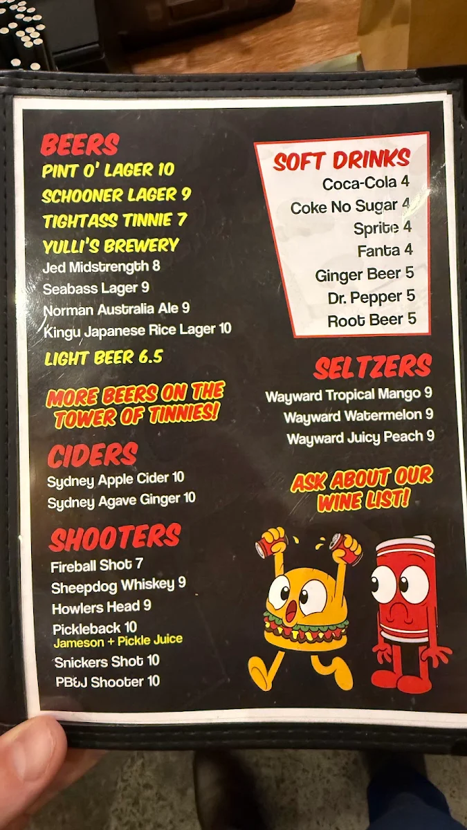 Menu, High N' Dry