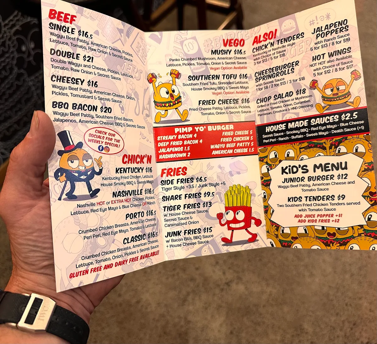 Menu, High N' Dry