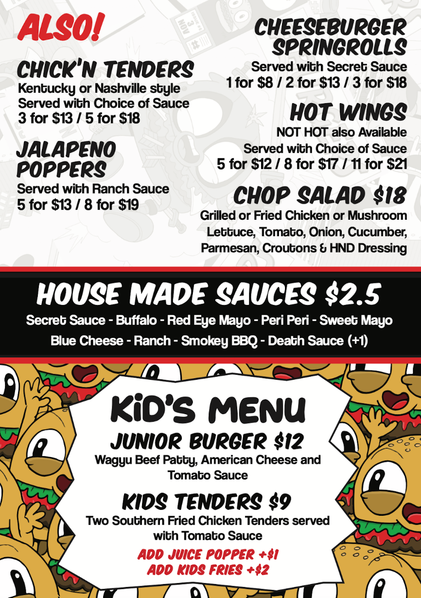 Menu, High N' Dry