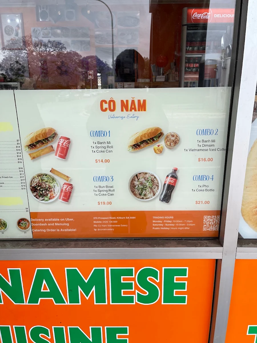 Menu, Co Nam Vietnamese Eatery