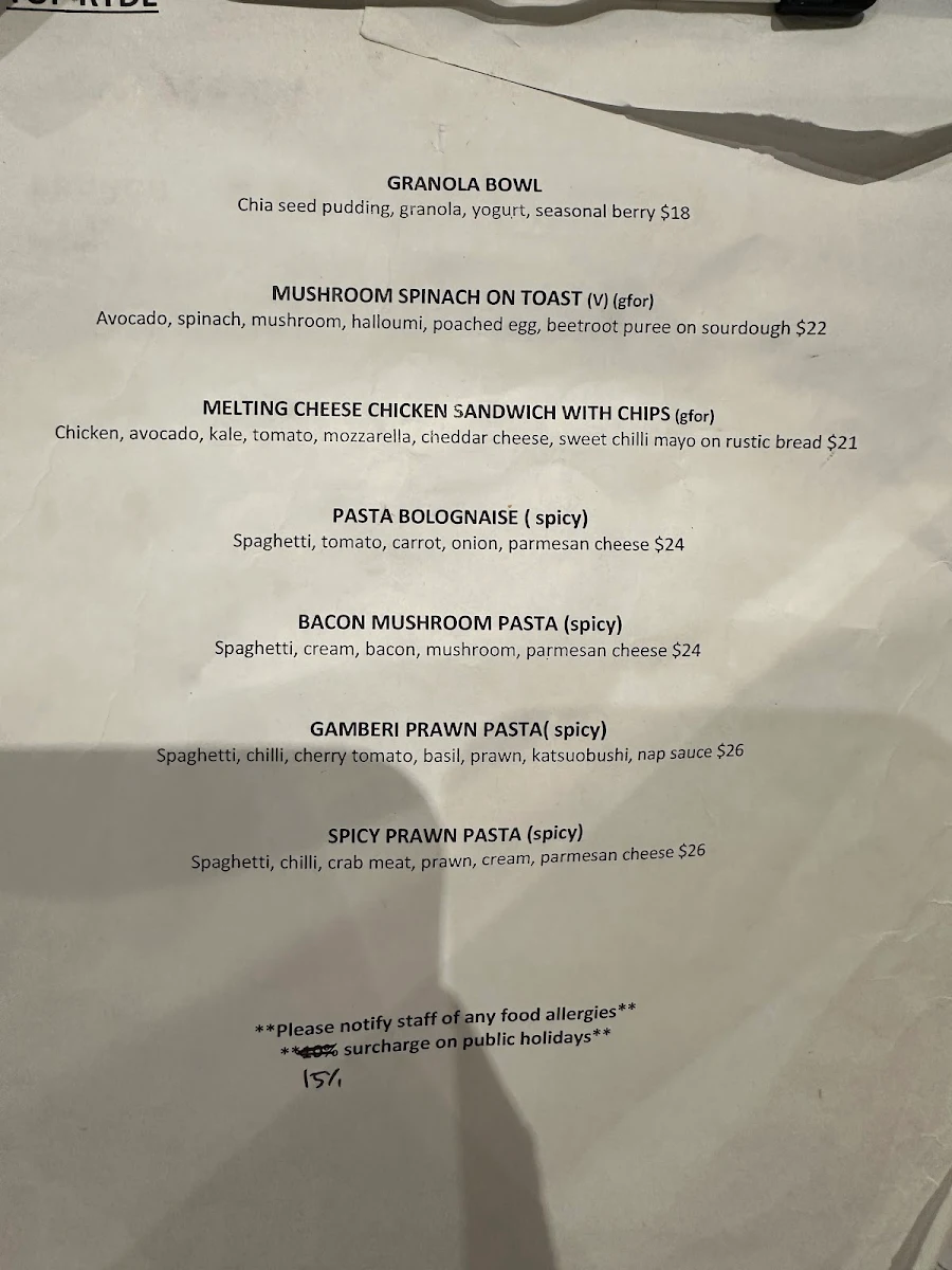 Menu, Leaf Cafe & Co