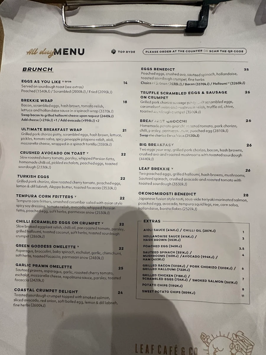 Menu, Leaf Cafe & Co
