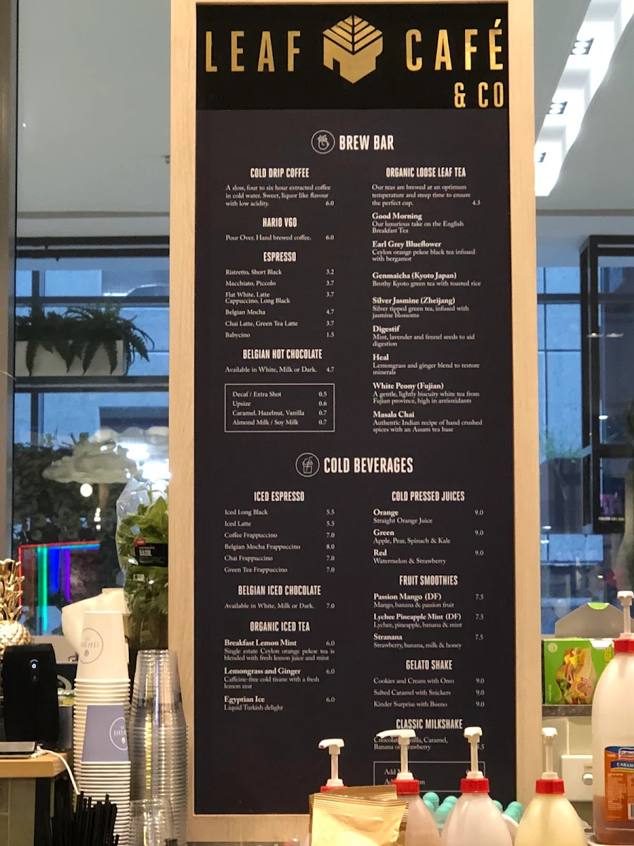 Menu, Leaf Cafe & Co