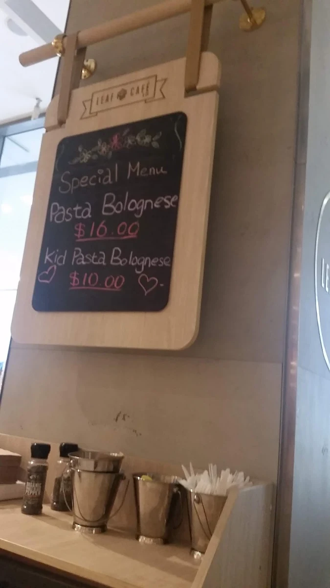 Menu, Leaf Cafe & Co