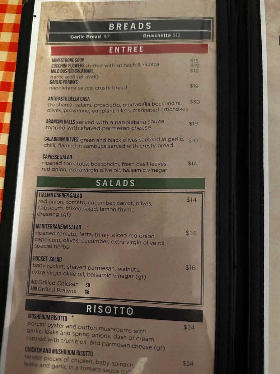 Menu, Bill & Toni's
