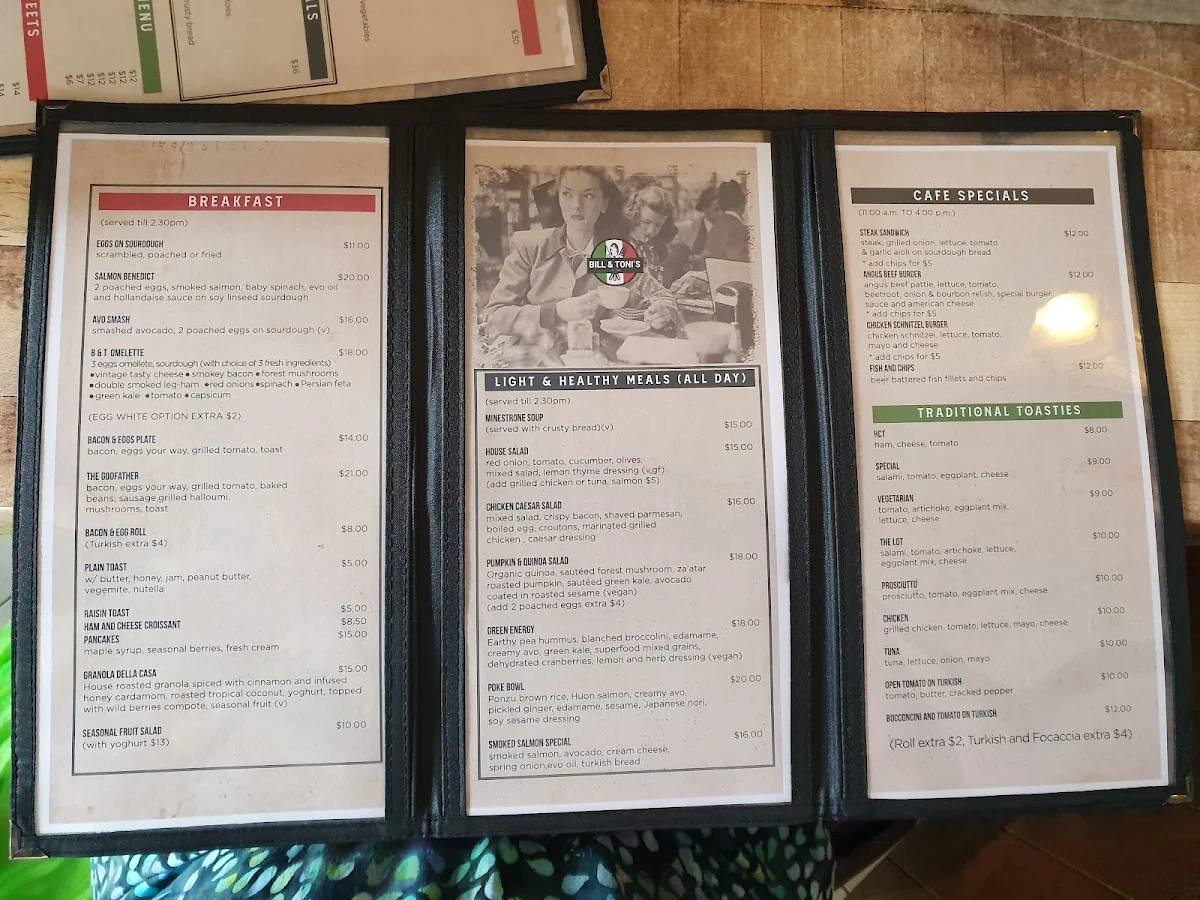Menu, Bill & Toni's