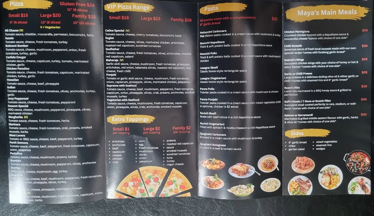 Menu, Kassems Pizza & Pasta