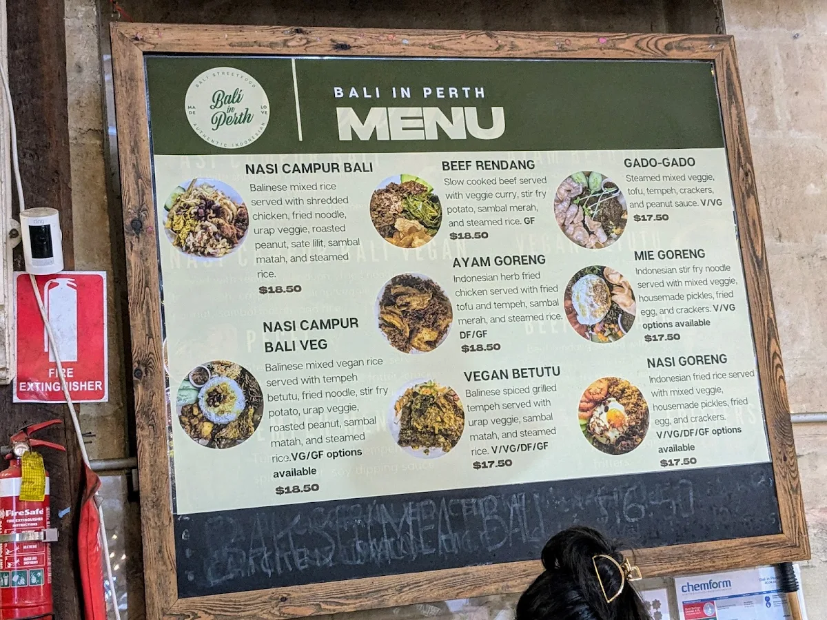 Menu, Bali in Perth