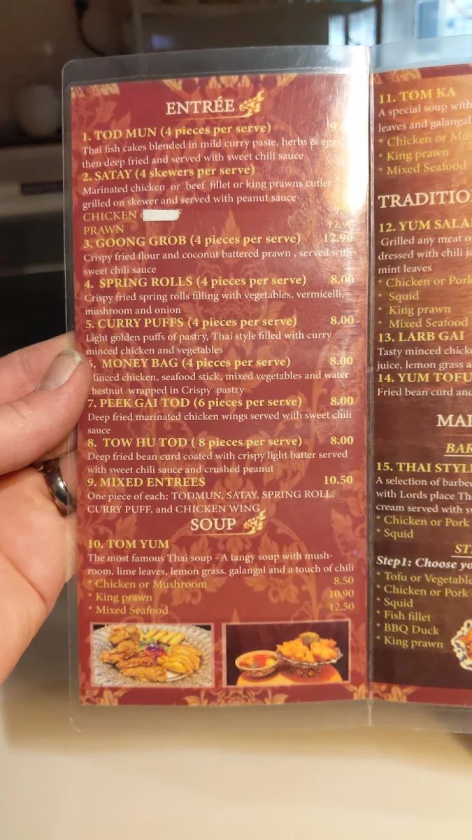 Menu, Lords Place Thai Restaurant