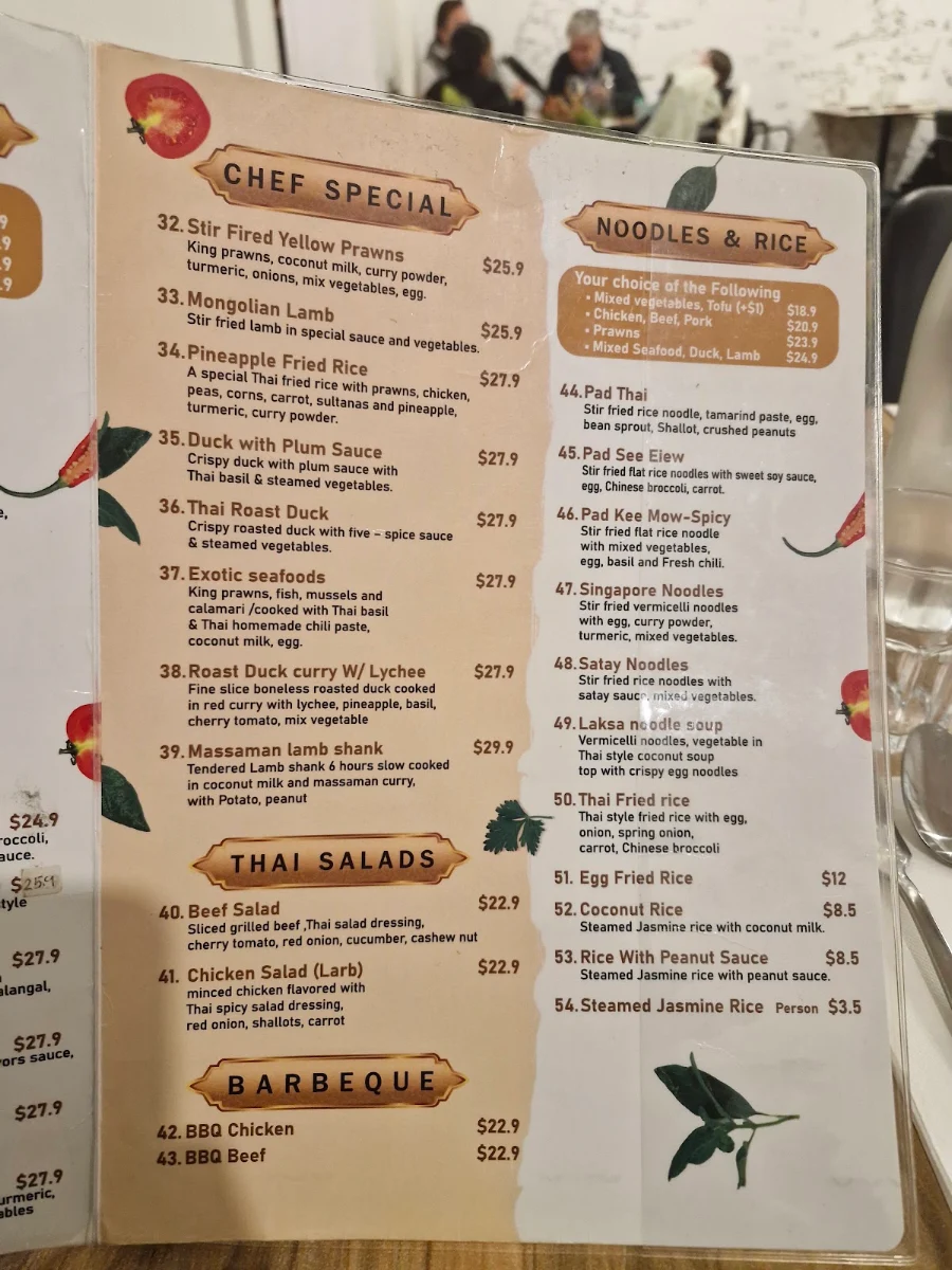 Menu, Lords Place Thai Restaurant