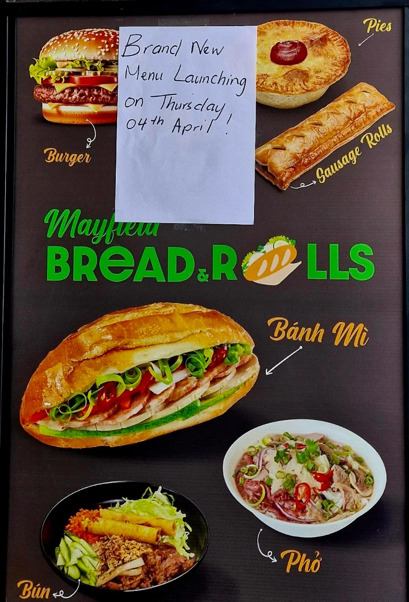 Menu, Mayfield Bread & Rolls