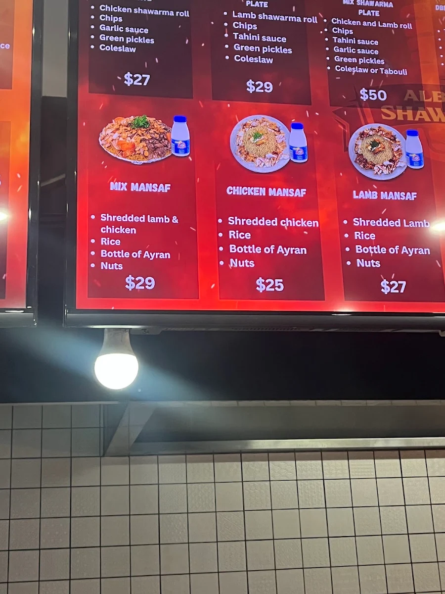 Menu, Al Beik Shawarma