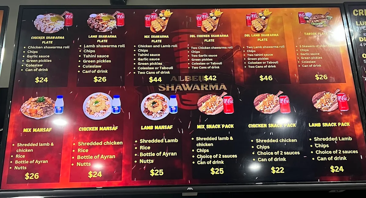 Menu, Al Beik Shawarma