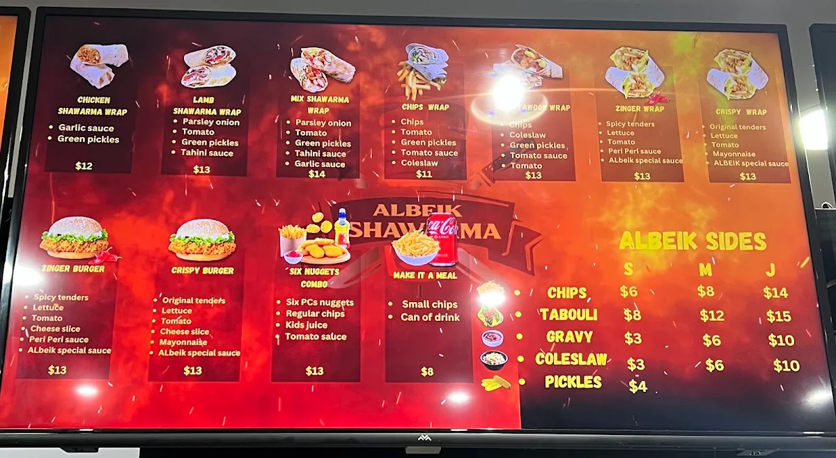 Menu, Al Beik Shawarma