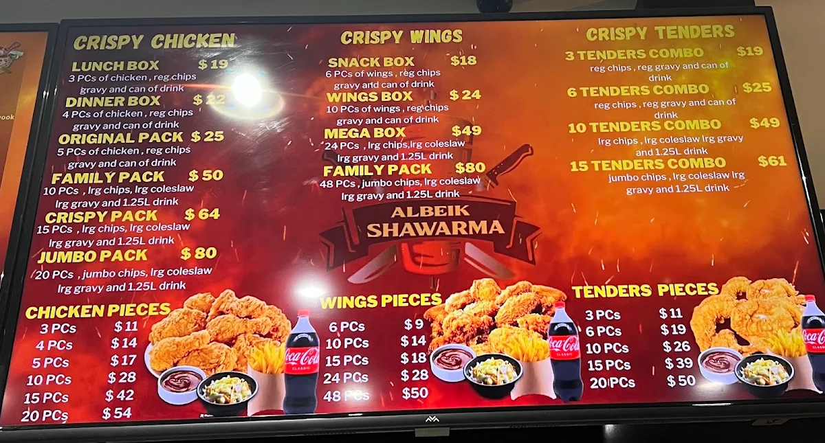 Menu, Al Beik Shawarma