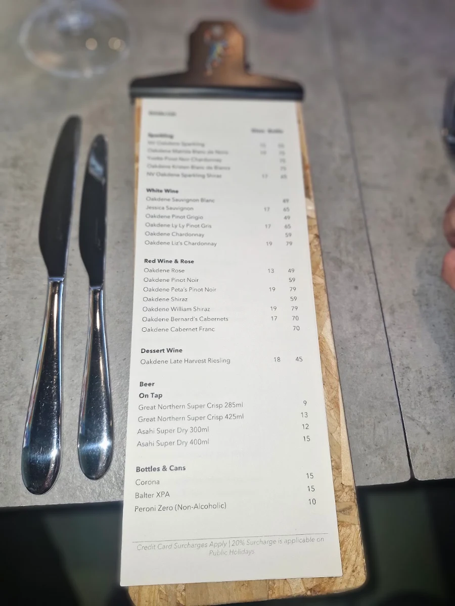 Menu, Hidden Frog @ Quiddity Place