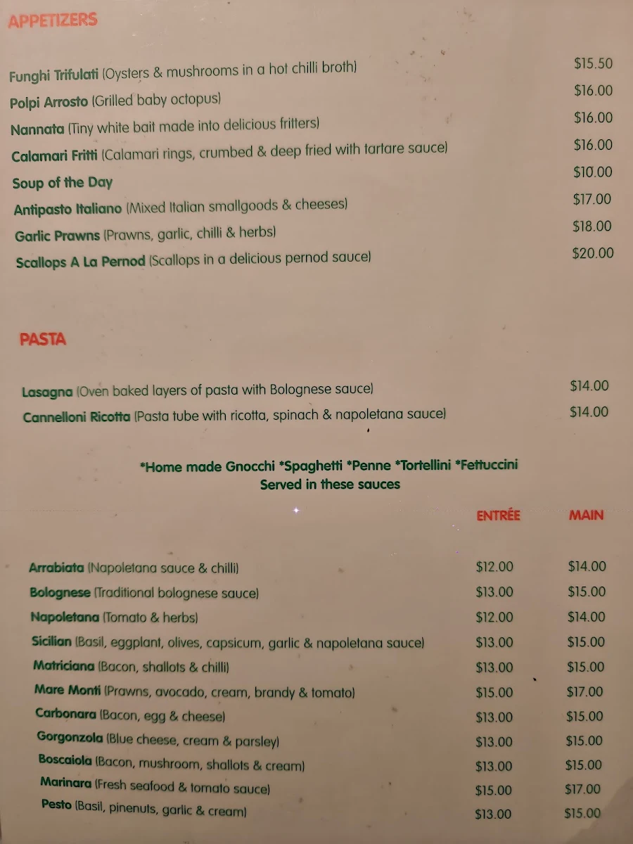 Menu, Totos Pizzeria Rodd Point
