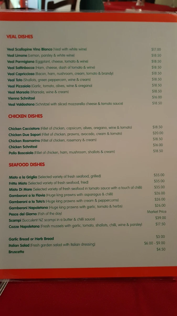 Menu, Totos Pizzeria Rodd Point