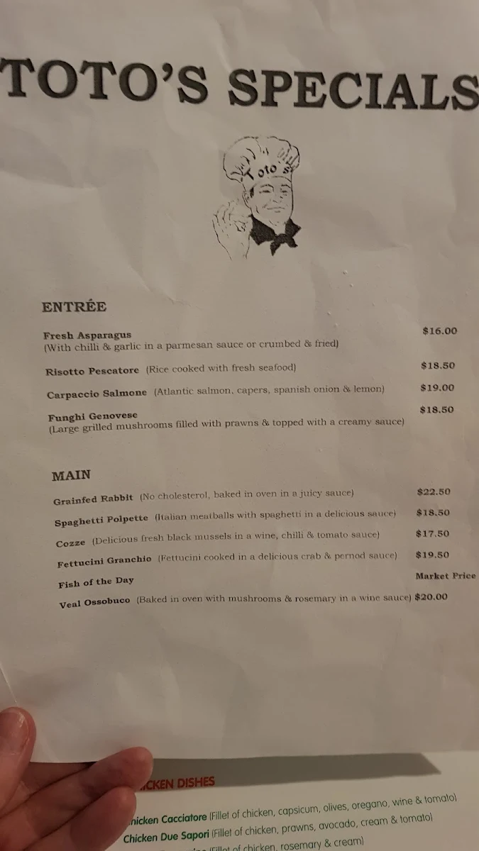 Menu, Totos Pizzeria Rodd Point