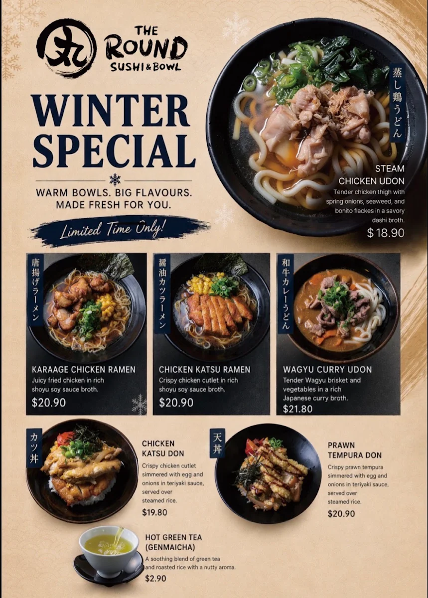 Menu, The Round Sushi & Bowl