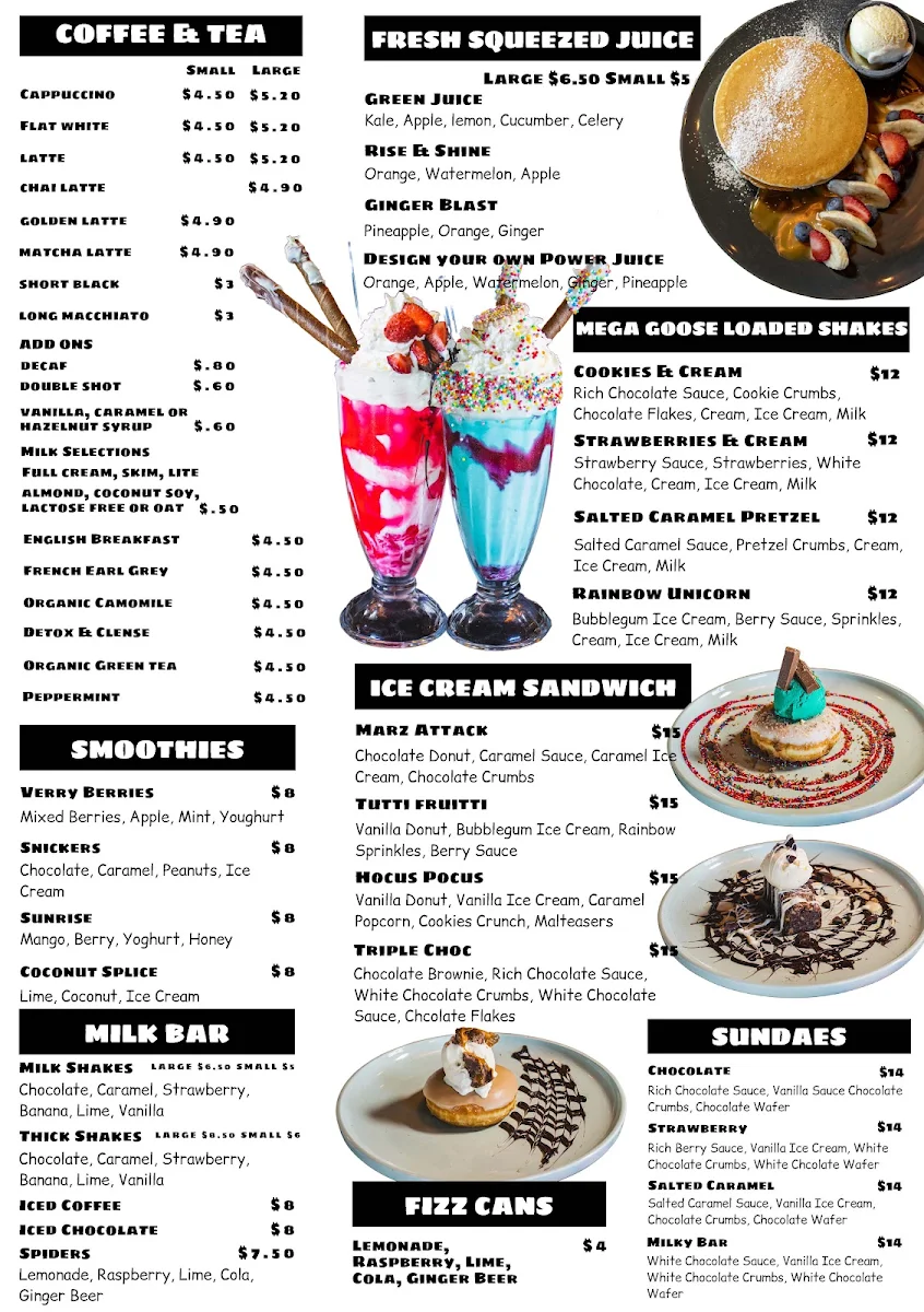 Menu, Mavericks Eatery