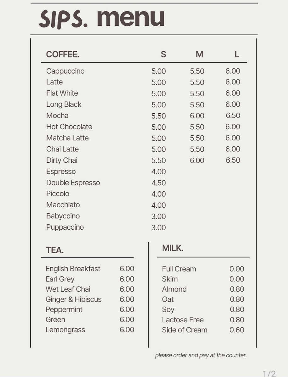 Menu, Sips Penguin