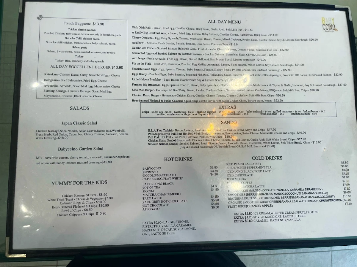 Menu, Babyccino