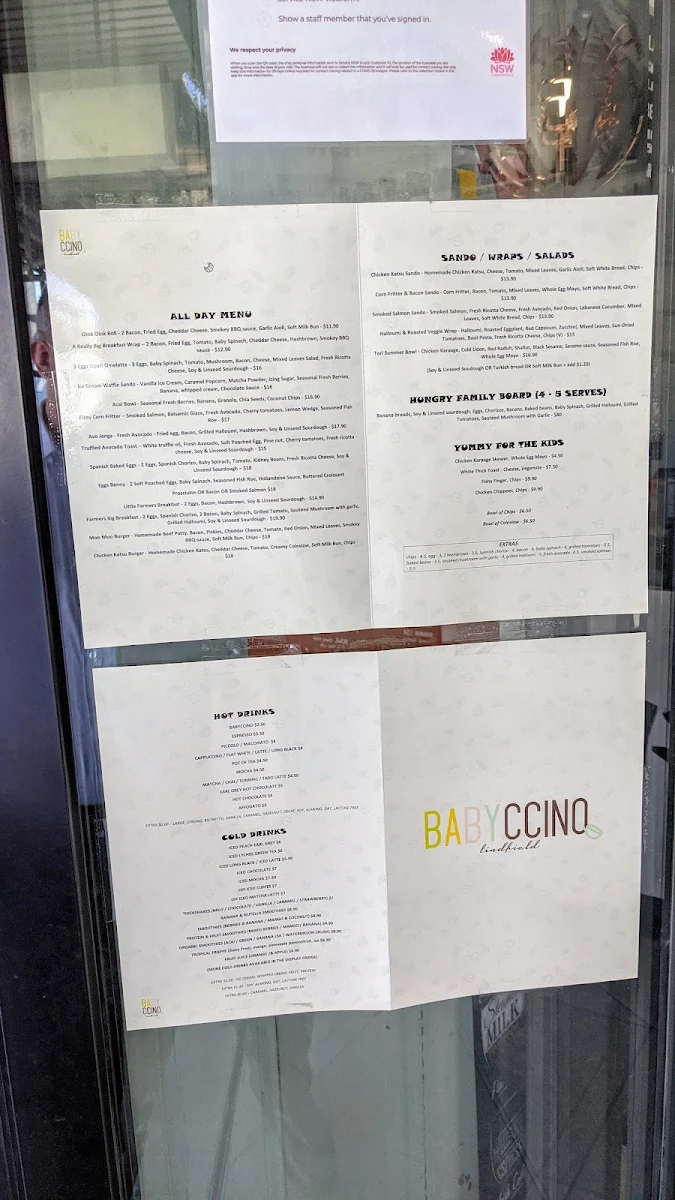 Menu, Babyccino