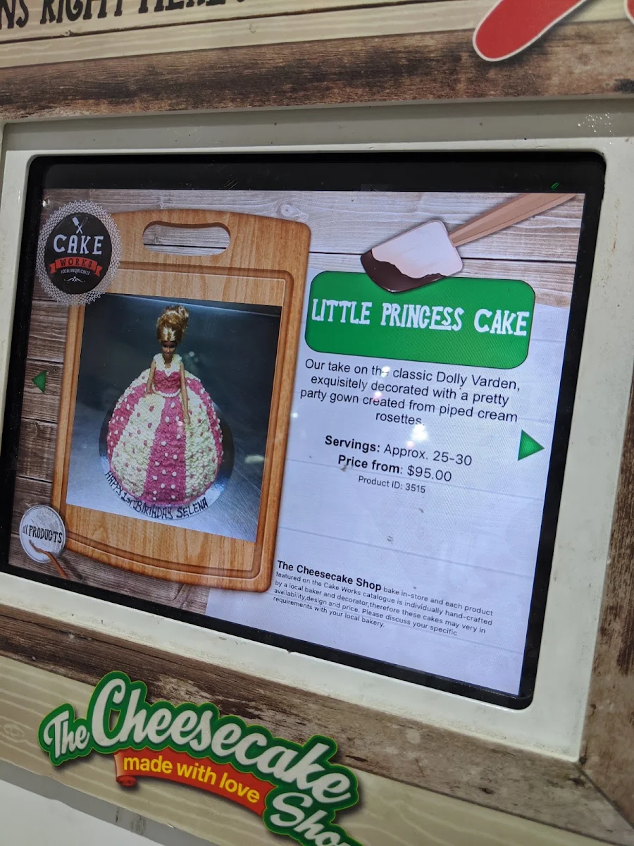 Menu, The Cheesecake Shop Gilles Plains