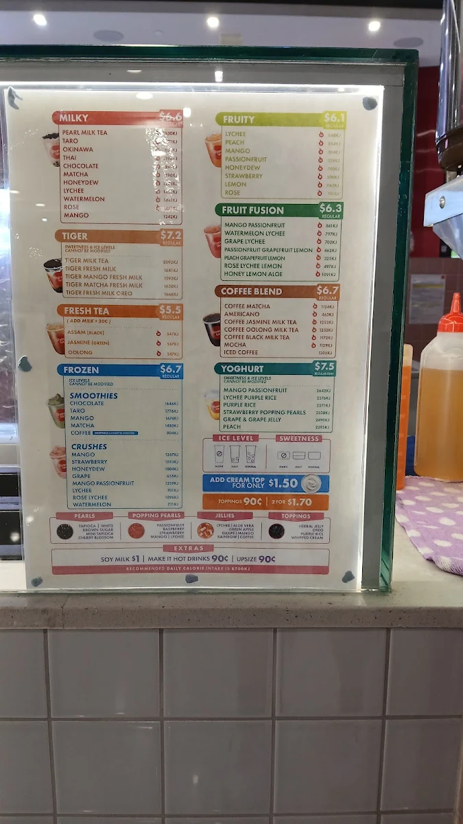 Menu, Sharetea MacArthur Central