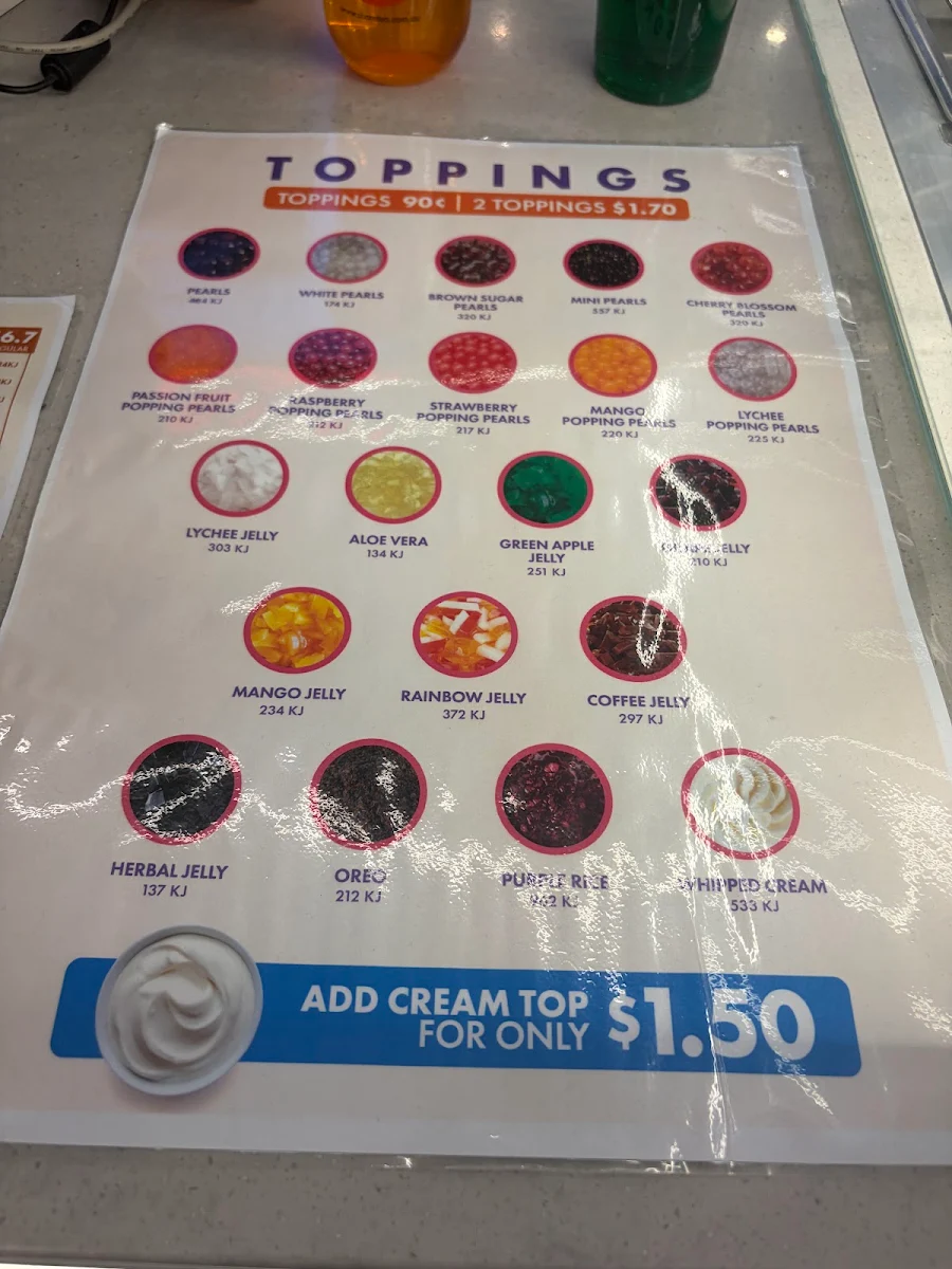 Menu, Sharetea MacArthur Central
