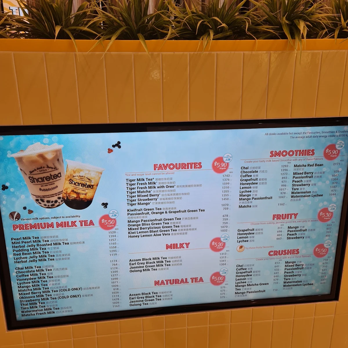 Menu, Sharetea MacArthur Central