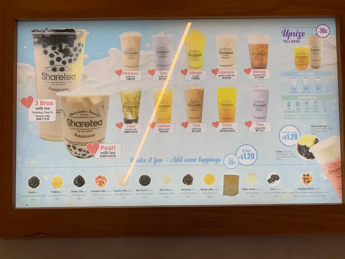 Menu, Sharetea MacArthur Central
