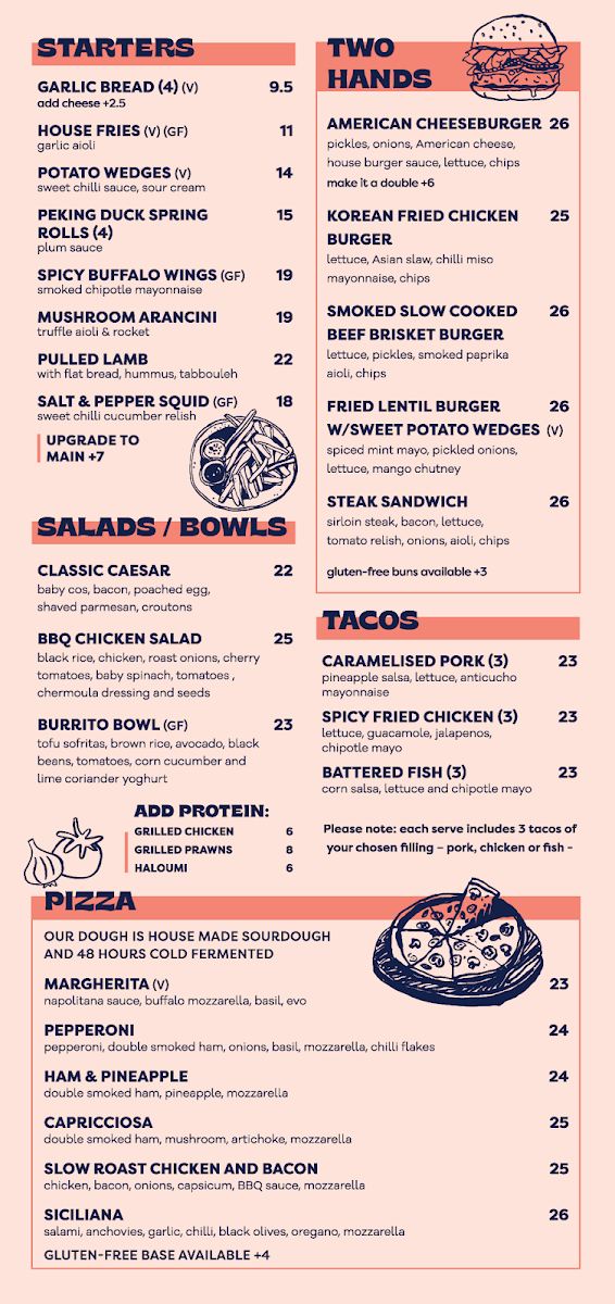 Menu, Tacking Point Tavern