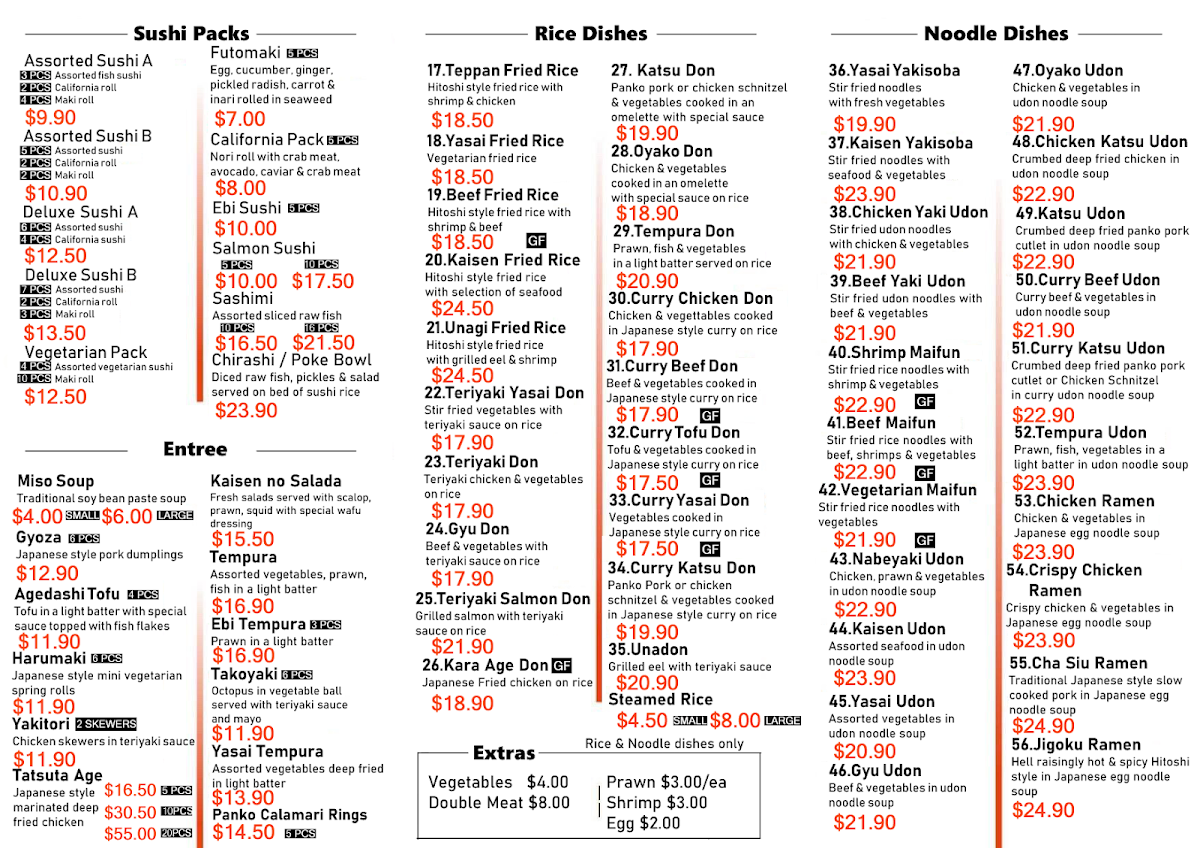 Menu, Hitoshi