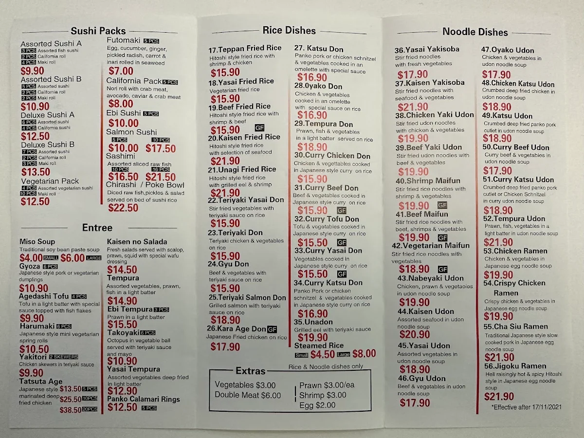 Menu, Hitoshi