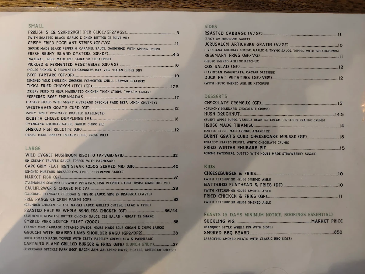 Menu, Lost Captain Restaurant & Taphouse