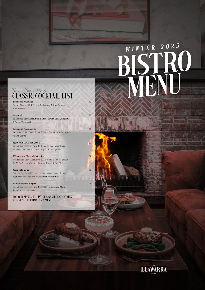 Menu, The Illawarra Hotel