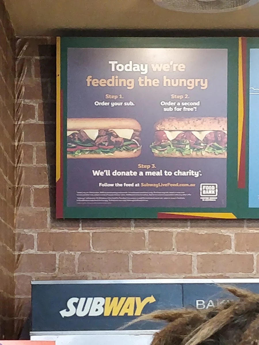 Menu, Subway Glen Waverley
