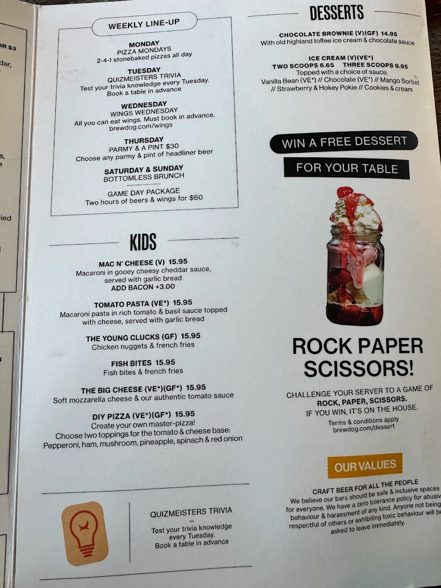 Menu, BrewDog Fortitude Valley
