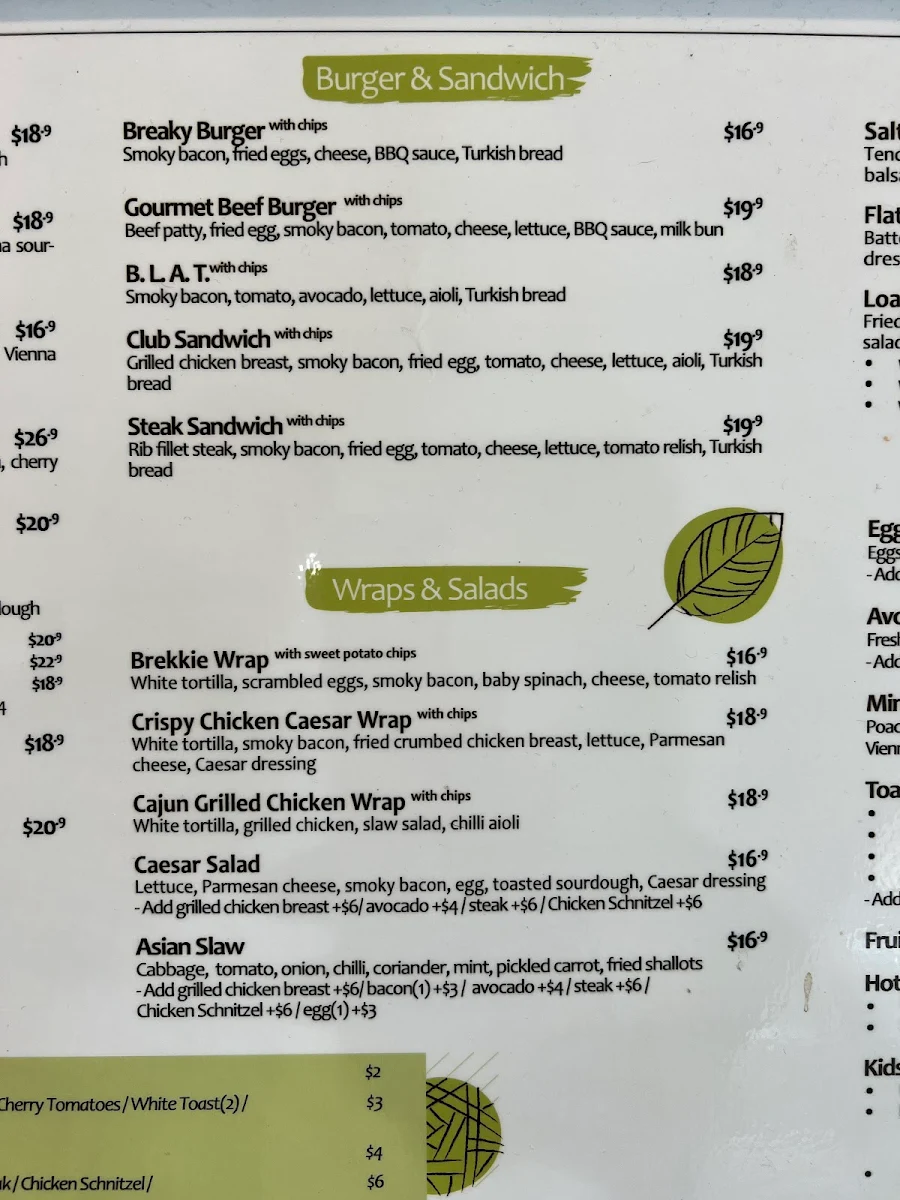 Menu, Carpe Diem Cafe